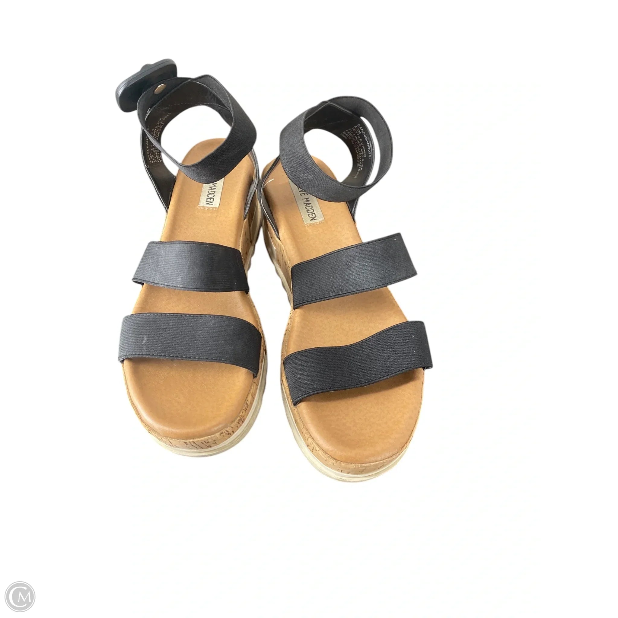 Sandals Heels Wedge By Steve Madden In Black, Size: 8.5