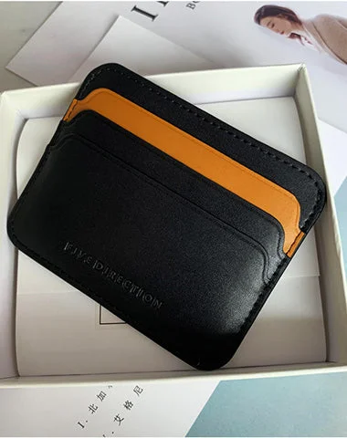 Cute Women Black Vegan Leather Card Holders Slim Card Wallet Minimalist Credit Card Holder For Women Cute Women Black Vegan Leather Card Holders Slim Card Wallet Minimalist Credit Card Holder For Women