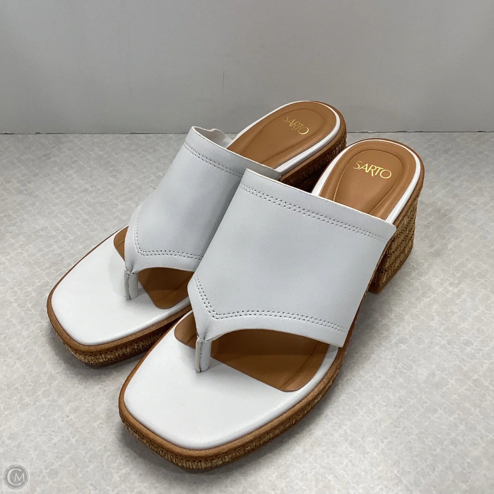 Sandals Heels Block By Franco Sarto In White, Size: 7.5