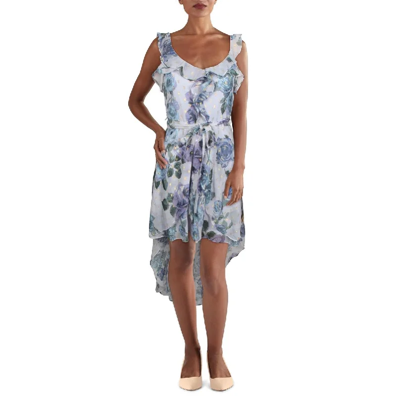 City Studio Womens Juniors Chiffon Floral Midi Dress