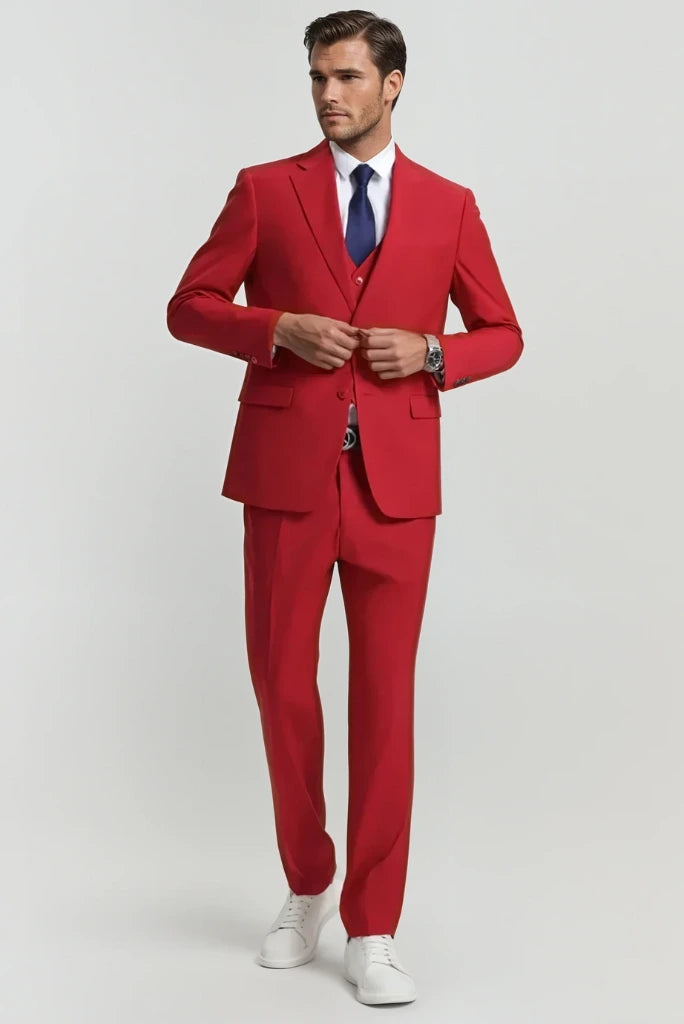 Classic Formal Wedding Men Suit Red Groomsmen Wear Elegant Bespoke Gift For Him