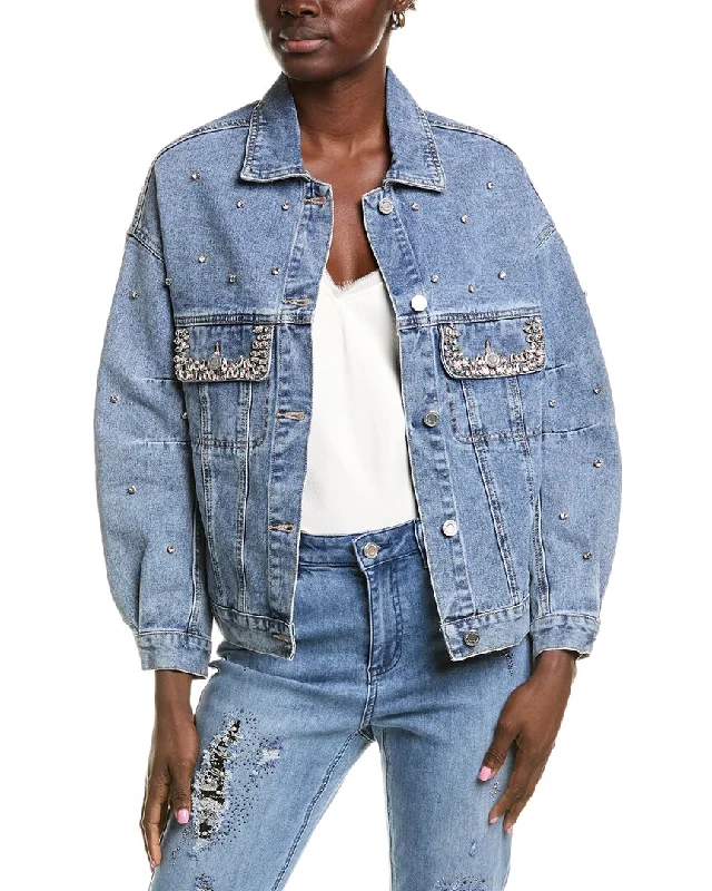 Joseph Ribkoff Crystal Embellished Denim Jacket