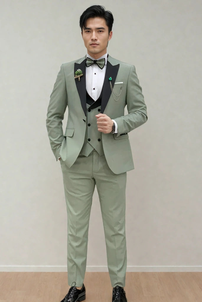 Mens Slim Fit Tuxedo Three Piece Sage Green Suit For Wedding Engagement Anniversary Prom Groom wear and Grooms Men Suit Mens Slim Fit Tuxedo Three Piece Sage Green Suit For Wedding Engagement Anniversary Prom Groom wear and Grooms Men Suit
