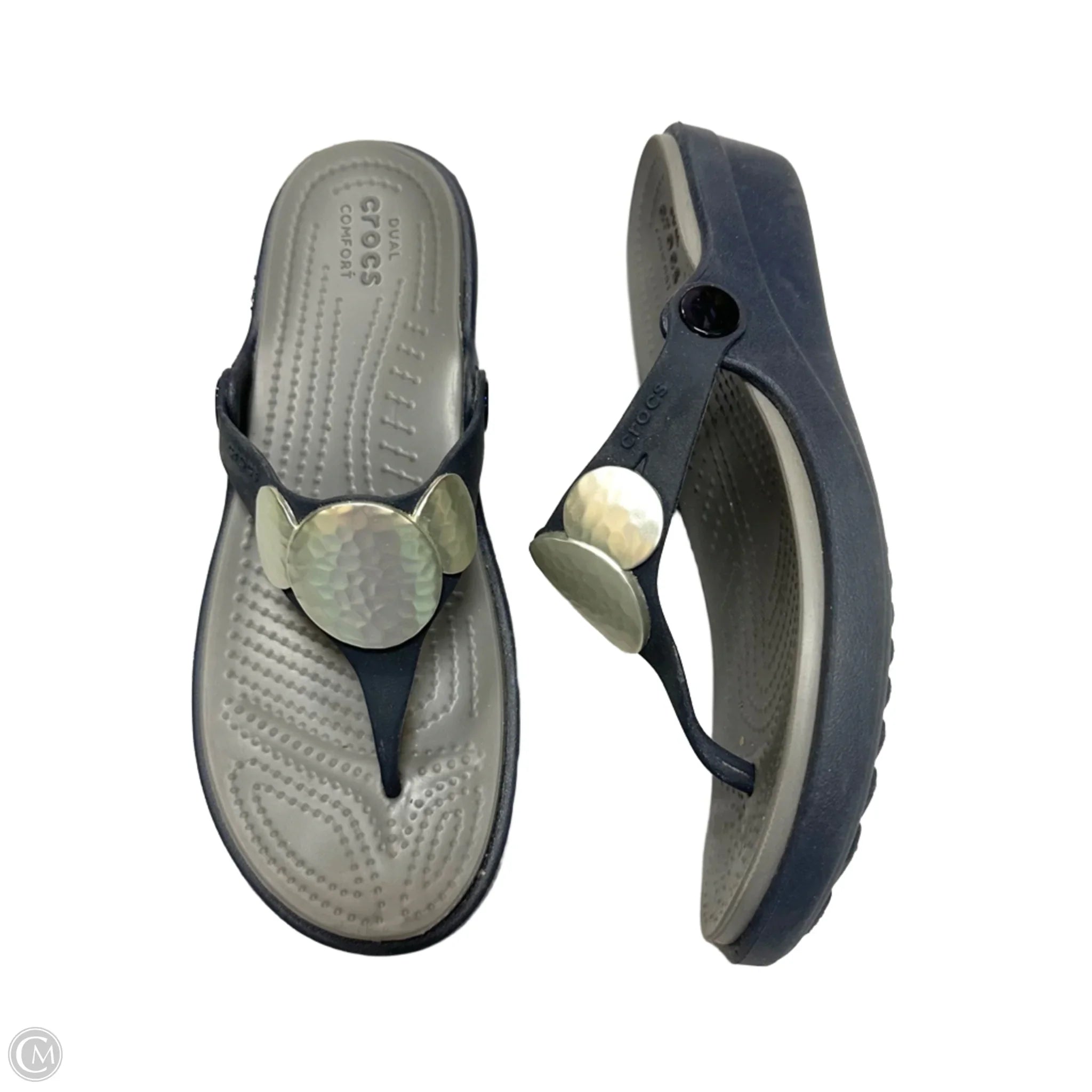 Sandals Flip Flops By Crocs In Navy, Size: 6