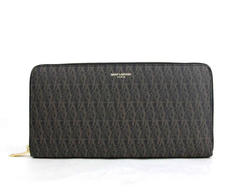 Saint Laurent YSL Men's / Leather Zip Around Wallet