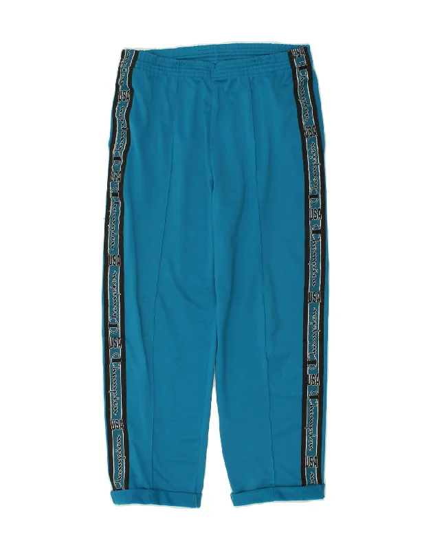 CHAMPION Mens Graphic Tracksuit Trousers Medium Blue Polyester