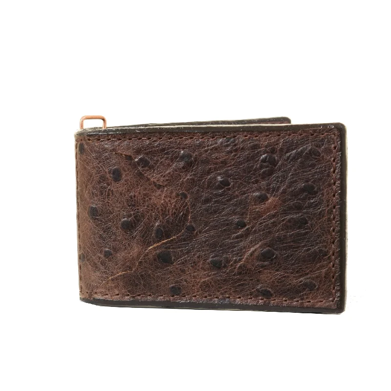 MC171- Vintage Brown Ostrich Money Clip