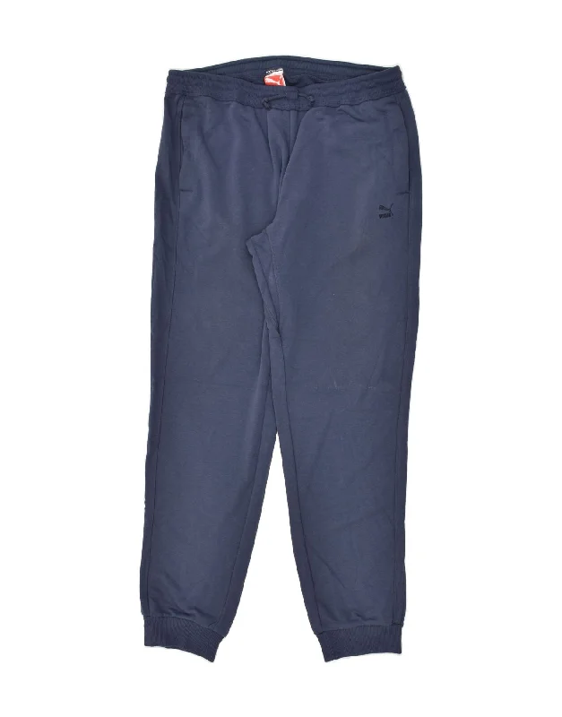 PUMA Mens Tracksuit Trousers Joggers XL Navy Blue Cotton