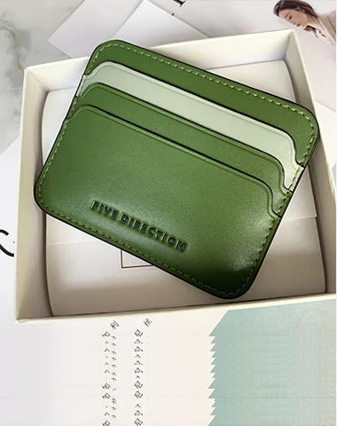 Cute Women Green Vegan Leather Card Holders Slim Card Wallet Minimalist Credit Card Holder For Women Cute Women Green Vegan Leather Card Holders Slim Card Wallet Minimalist Credit Card Holder For Women