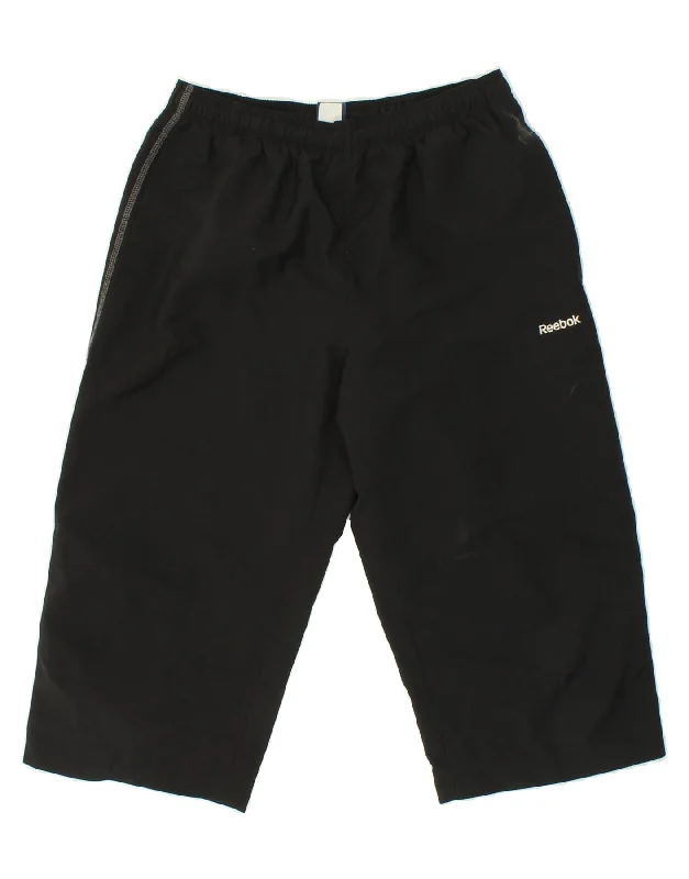 REEBOK Mens Capri Tracksuit Trousers Small Black Polyester
