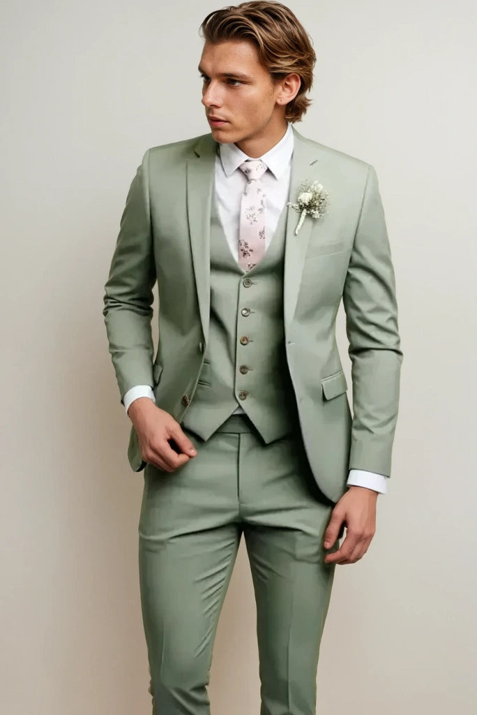Men Sage Green 3 Piece Suit With Slim Fit Dinner Suits Groom Wedding Suit Reception Suit Men Sage Green 3 Piece Suit With Slim Fit Dinner Suits Groom Wedding Suit Reception Suit