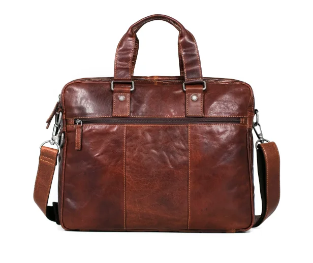 Jack Georges Buffalo Leather Double Gusset Zippered Briefcase w/ Trolley Sleeve 7317 Jack Georges Buffalo Leather Double Gusset Zippered Briefcase w/ Trolley Sleeve 7317