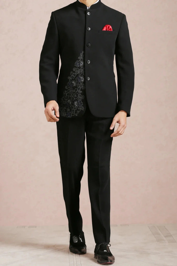 Men's Jodhpuri Embroidery Black Suit Luxurious For Groom All Wedding Functions Wear Formal Events & Every Special Occasions Men's Jodhpuri Embroidery Black Suit Luxurious For Groom All Wedding Functions Wear Formal Events & Every Special Occasions