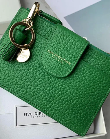 Cute Women Vivid Green Leather Slim Keychain with Card Wallet Card Holder Wallet Change Wallet For Women Cute Women Vivid Green Leather Slim Keychain with Card Wallet Card Holder Wallet Change Wallet For Women