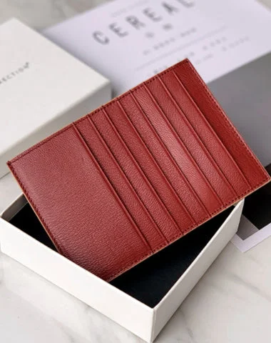 Women Red Leather Vertical Card Holder Wallet With Coin Pocket Slim Card Wallet For Women Women Red Leather Vertical Card Holder Wallet With Coin Pocket Slim Card Wallet For Women