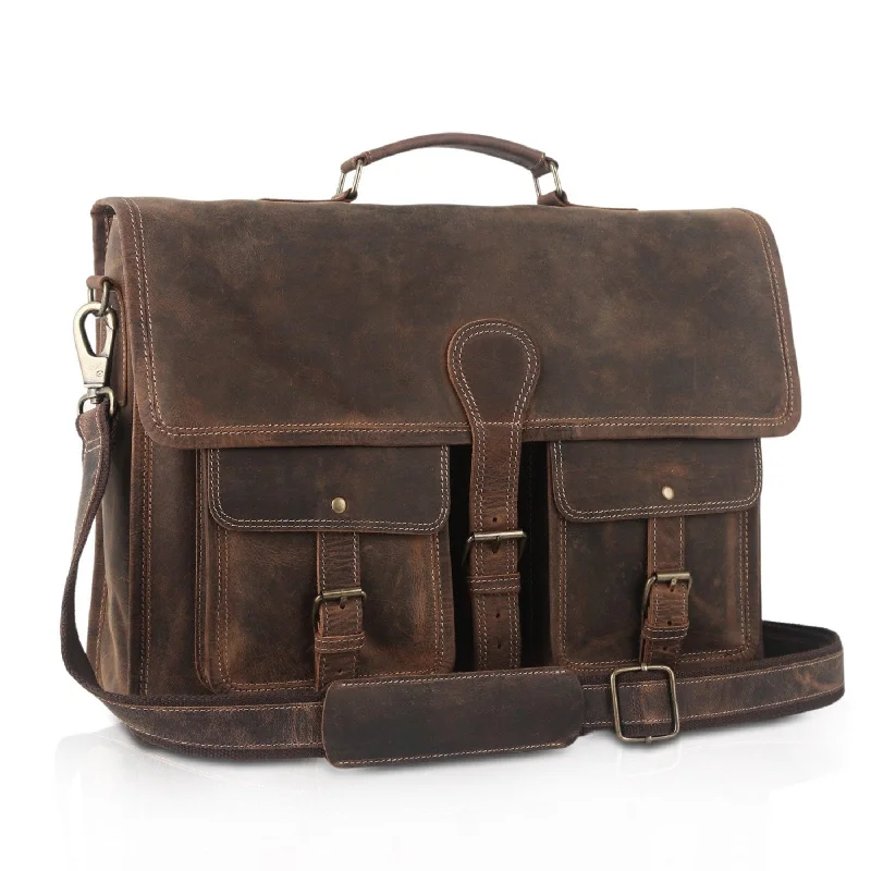 Leather Briefcase 18 Inch Laptop Messenger Bag – Premium Office Satchel for Men & Women Leather Briefcase 18 Inch Laptop Messenger Bag – Premium Office Satchel for Men & Women