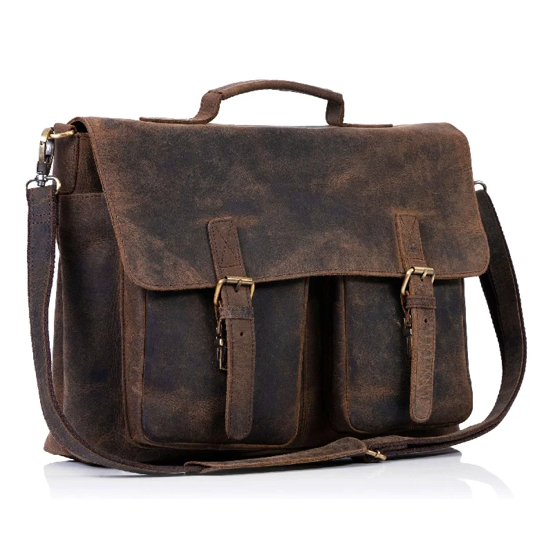 Leather Briefcase 16 Inch Laptop Messenger Bag – Office Briefcase & College Bag (Buffalo Distressed Tan) Leather Briefcase 16 Inch Laptop Messenger Bag – Office Briefcase & College Bag (Buffalo Distressed Tan)
