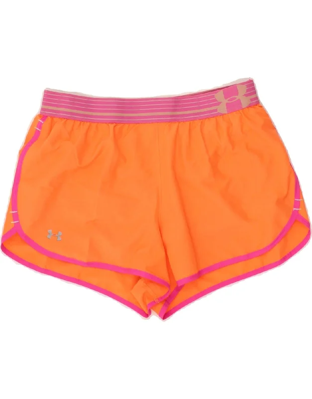 UNDER ARMOUR Womens Graphic Sport Shorts Medium Orange Colourblock