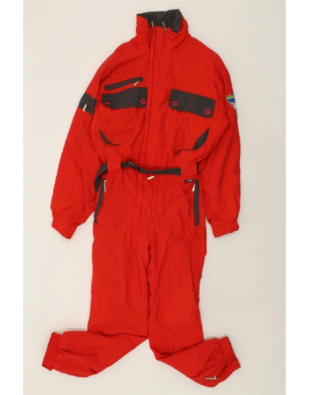 VINTAGE Mens Ski Jumpsuit IT 46 Small Red Colourblock