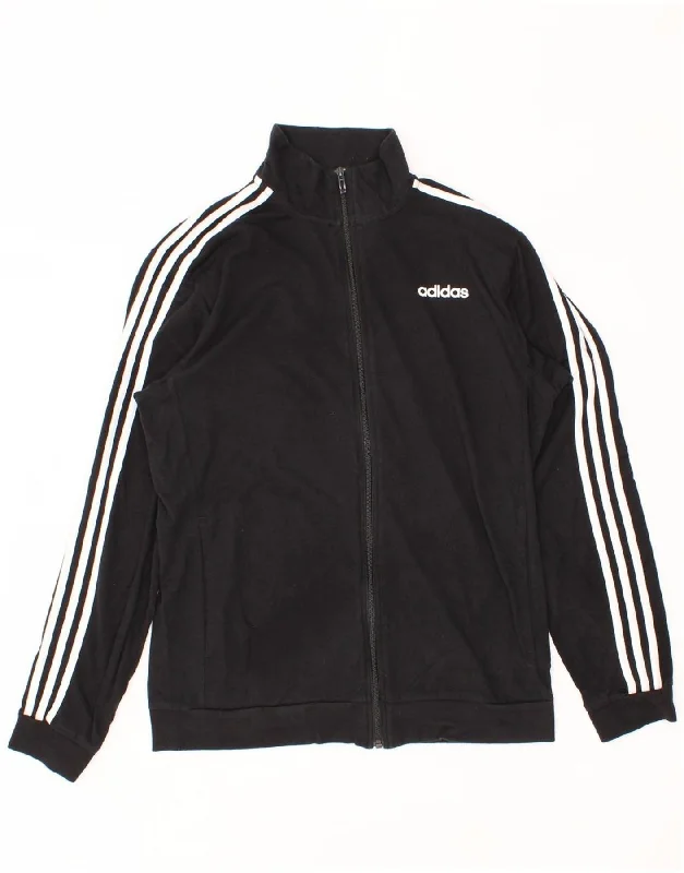 ADIDAS Womens Tracksuit Top Jacket UK 16 Large Black Cotton
