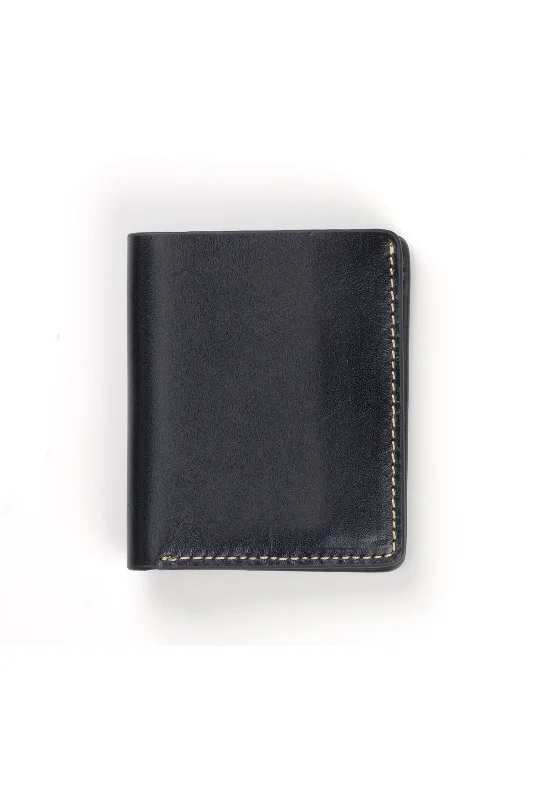 Handcrafted Full Grain Slim Bifold Leather wallet - Black