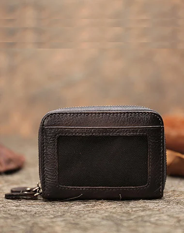 Vintage Women Gray Leather Card Holders Small Double Zip Card Wallet Small Wallet For Women Vintage Women Gray Leather Card Holders Small Double Zip Card Wallet Small Wallet For Women