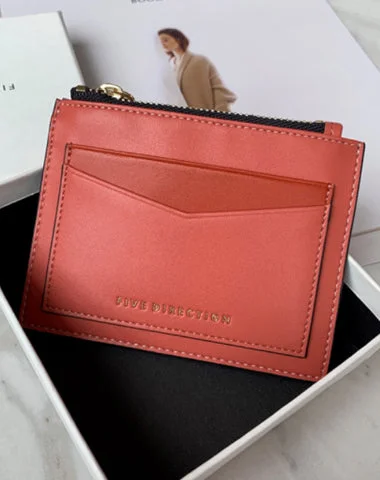 Cute Women Red Vegan Leather Card Holders Slim KeyChain Card Wallet Zip Change Wallet For Women Cute Women Red Vegan Leather Card Holders Slim KeyChain Card Wallet Zip Change Wallet For Women