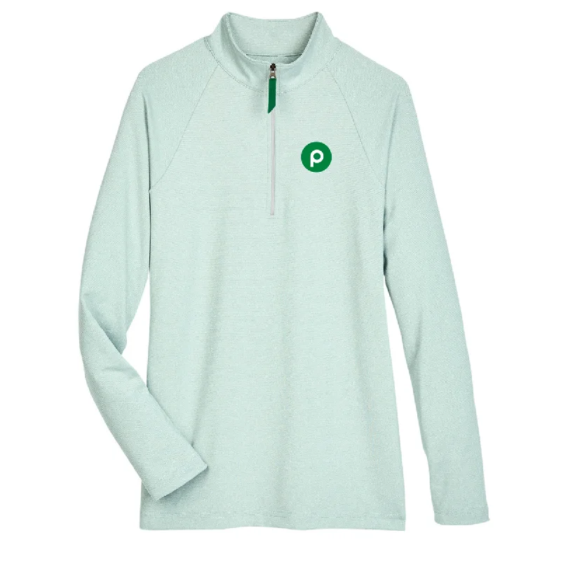 Devon & Jones CrownLux Performance® Ladies' Clubhouse Micro-Stripe Quarter-Zip