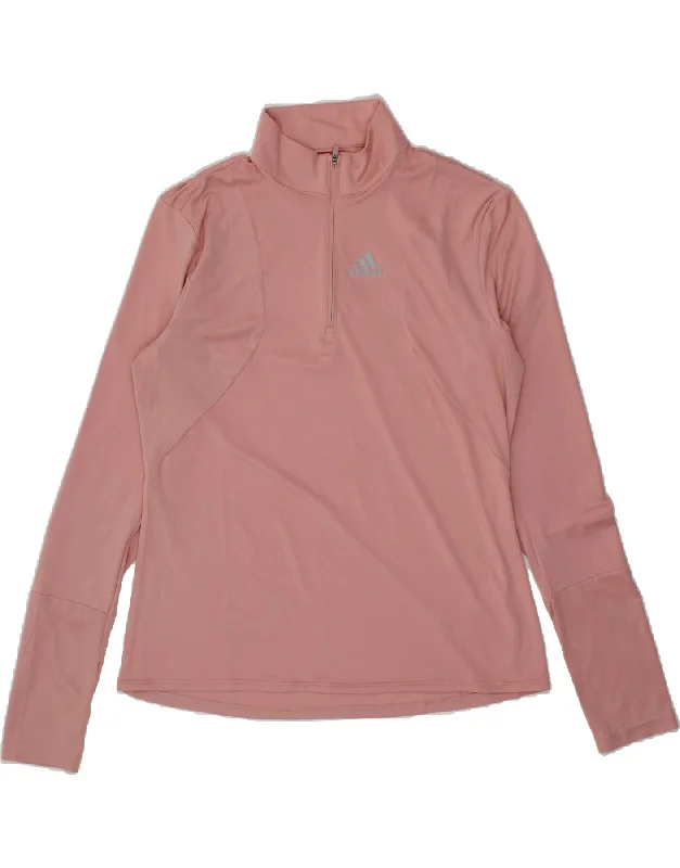 ADIDAS Womens Zip Neck Pullover Tracksuit Top UK 16/18 Large Pink
