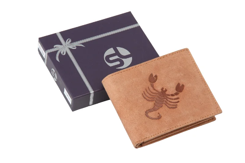 Mens leather wallet with zodiac sign 92957 (Scorpio)