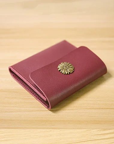 Cute Women Red Leather Slim Card Wallet Sunflower Coin Wallets Mini Change Wallets For Women Cute Women Red Leather Slim Card Wallet Sunflower Coin Wallets Mini Change Wallets For Women