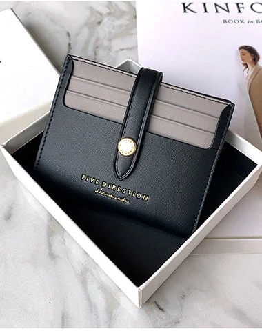 Minimalist Women Black&Gray Vegan Leather Small Wallet BILLFOLD Card Holder Card Wallets Slim Card Holders Credit Card Holder For Women Minimalist Women Black&Gray Vegan Leather Small Wallet BILLFOLD Card Holder Card Wallets Slim Card Holders Credit Card Holder For Women
