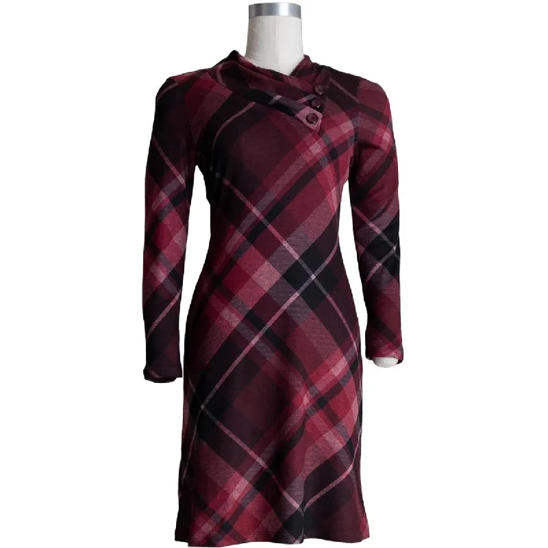Connected Apparel Womens Plaid Knit Midi Dress