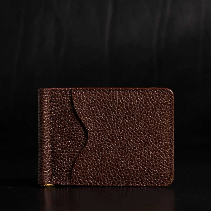 The Pinnacle Wallet - Brown Slim Money Clip Pebble Grain Leather Wallet