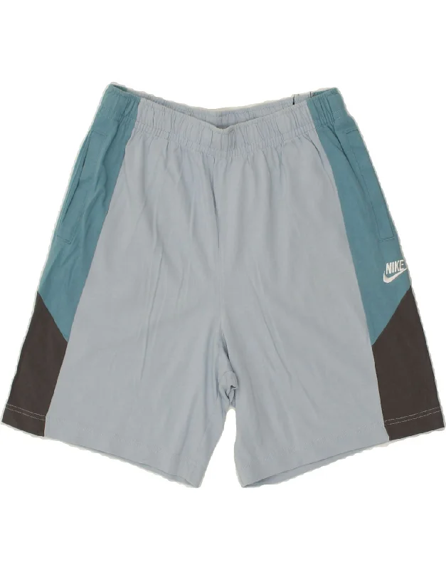 NIKE Mens Sport Shorts Medium Blue Colourblock Cotton