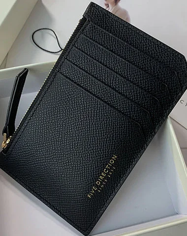 Cute Women Black Leather Slim Card Holder Card Wallet Zipper Change Wallet For Women Cute Women Black Leather Slim Card Holder Card Wallet Zipper Change Wallet For Women