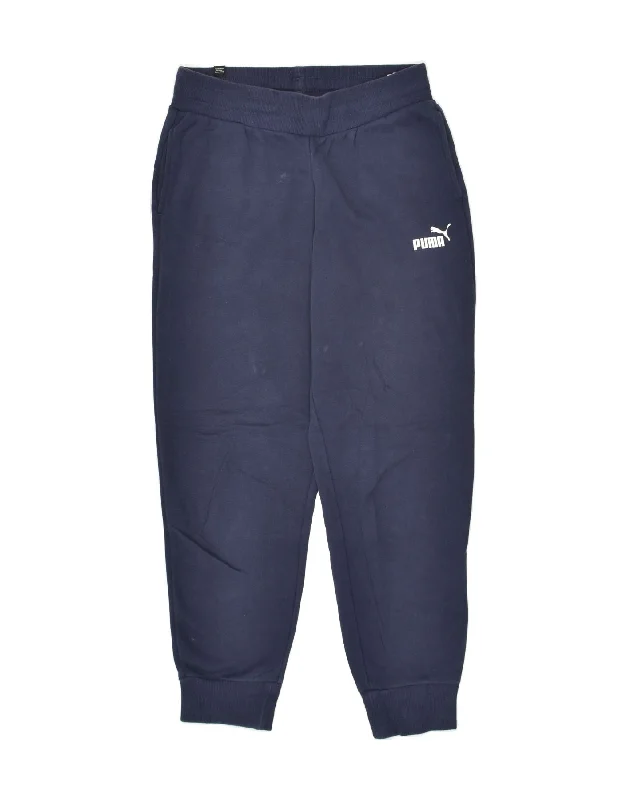 PUMA Mens Tracksuit Trousers Joggers Small Navy Blue Cotton