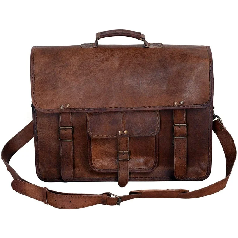 18-Inch Vintage Handmade Leather Briefcase – Laptop Messenger Bag & Satchel Gifts for Him 18-Inch Vintage Handmade Leather Briefcase – Laptop Messenger Bag & Satchel Gifts for Him