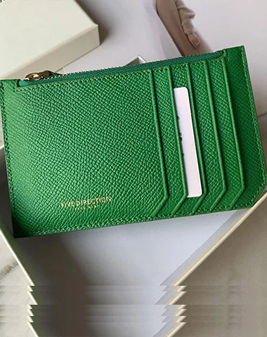 Cute Women Green Leather Slim Card Holder Card Wallet Zipper Change Wallet For Women Cute Women Green Leather Slim Card Holder Card Wallet Zipper Change Wallet For Women