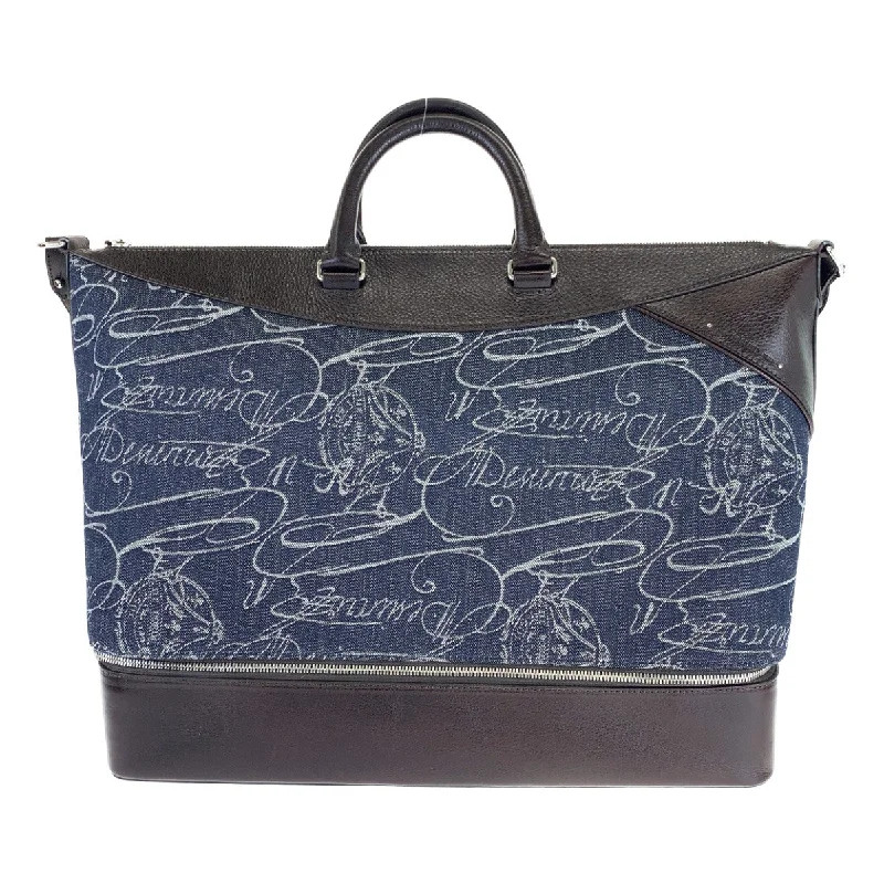 Berluti Boston Duffel bag Leather, Denim Navy brown Boston Duffel bag Shoulder Bag 2way Viaggio denim mens Used Authentic
