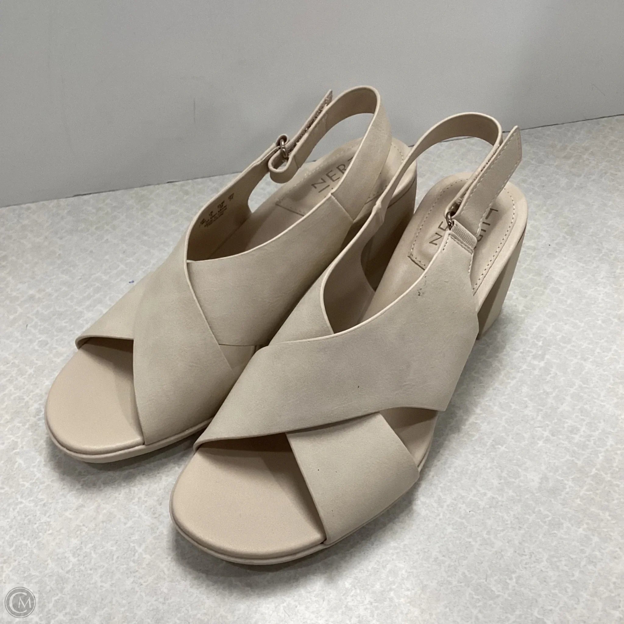 Sandals Heels Block By Naturalizer In Cream, Size: 7.5