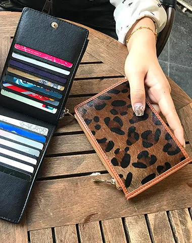 Cute Womens Horse Hair Leopard Print Leather Card Wallets Card Clutch Wallet Zip Card Holder Wallet for Women Cute Womens Horse Hair Leopard Print Leather Card Wallets Card Clutch Wallet Zip Card Holder Wallet for Women