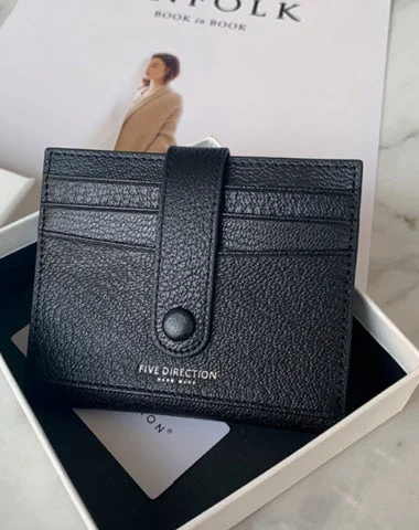 Minimalist Women Black SheepSkin Slim Card Holder Card Wallets Slim Card Holders Credit Card Holder For Women