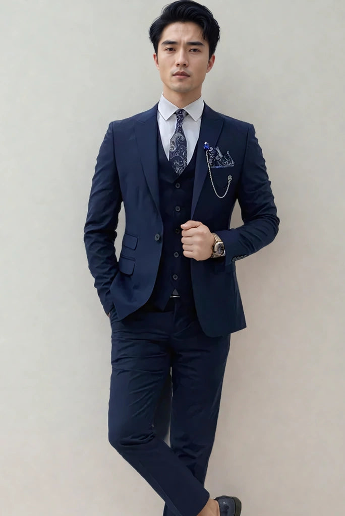 Men Dark Royal Blue Suits Slim Fit One Button Wedding Groom Party Wear Suit Designer Suit Men Dark Royal Blue Suits Slim Fit One Button Wedding Groom Party Wear Suit Designer Suit