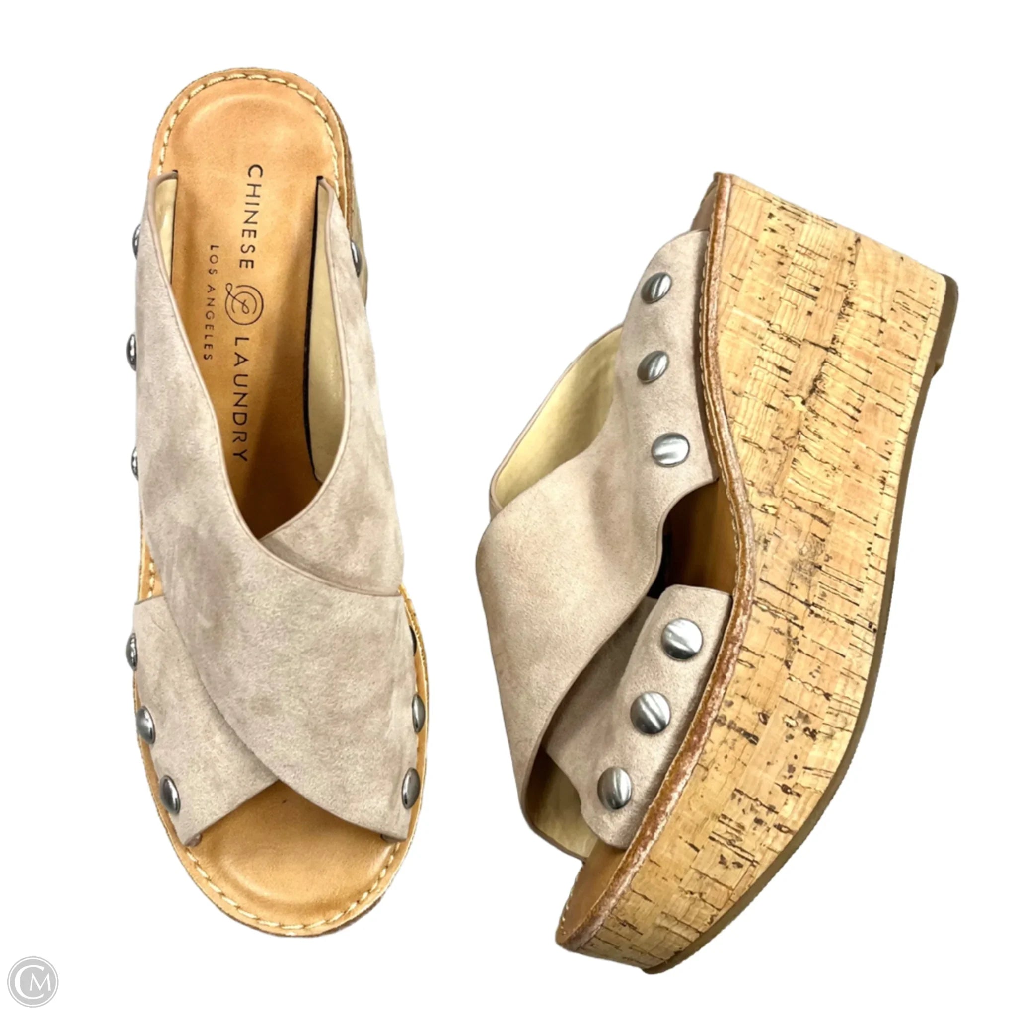 Sandals Heels Wedge By Chinese Laundry In Tan, Size: 7
