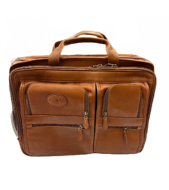 Leather Top Zippered Briefcase