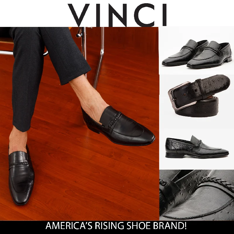 The Johannesburg Black Leather Dress Loafer Men  Shoe