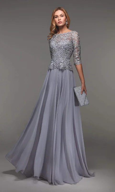 Alyce Paris - 27470 Bateau Appliqued A-Line Evening Dress