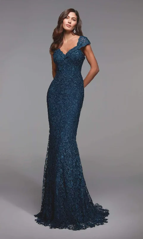 Alyce Paris - 27496 Embroidered V Neck Trumpet Evening Gown