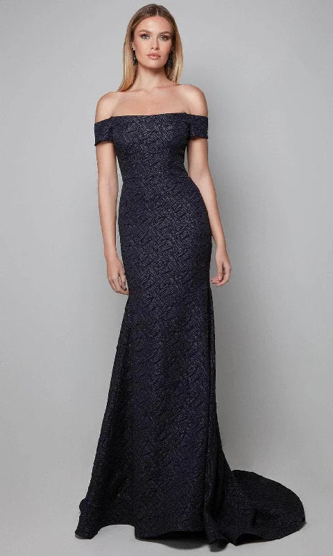 Alyce Paris 27578 - Off-Shoulder Jacquard Evening Dress